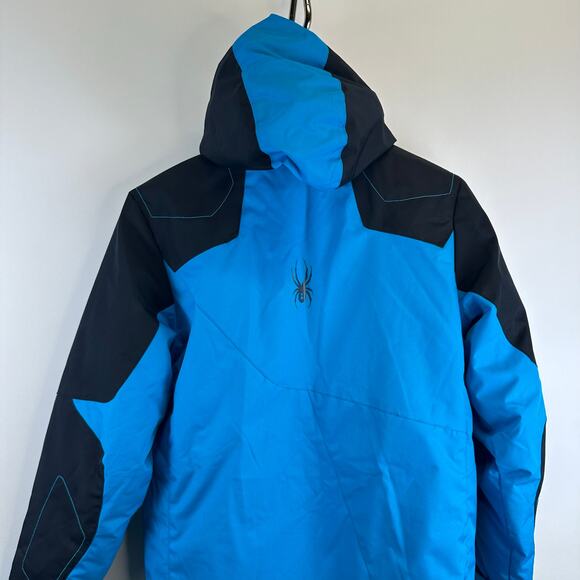 Spyder Leader Full Zip Insulated Winter Jacket Blue Black Colorblock Youth 14 - Picture 10 of 16